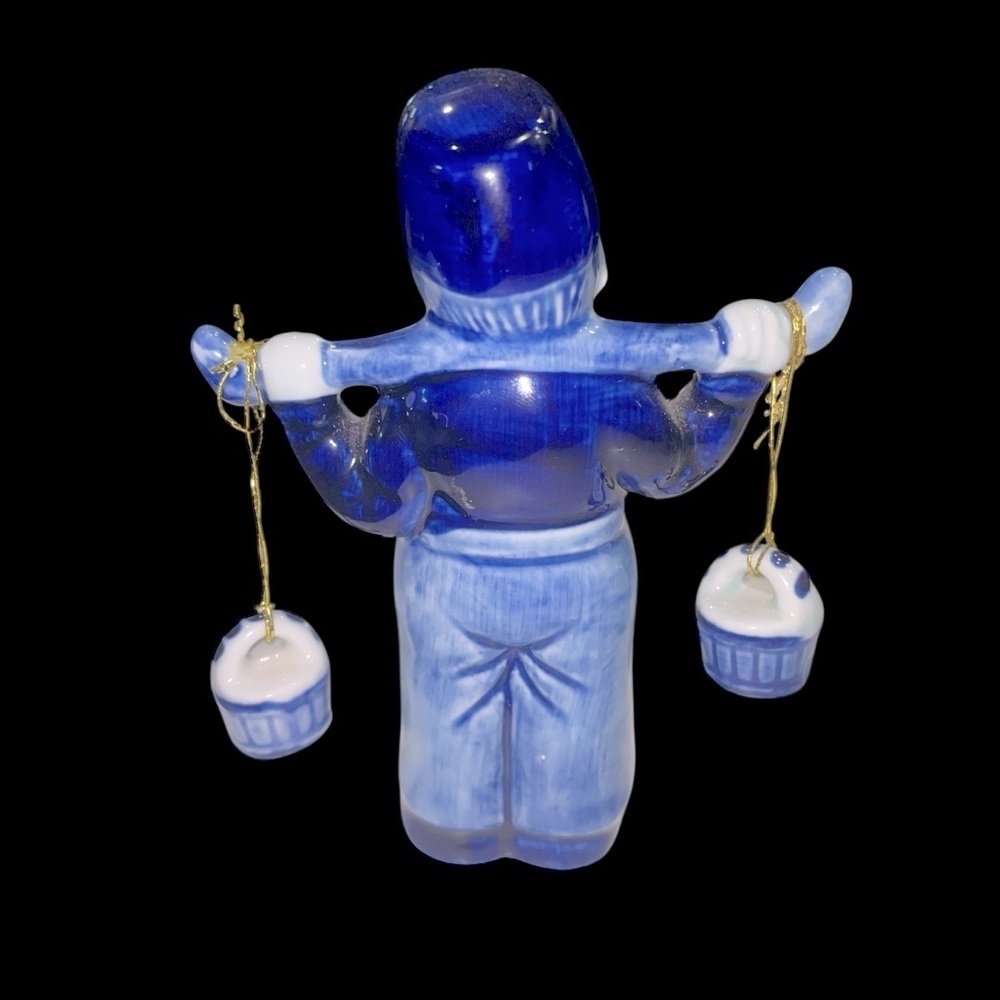 Vintage Blue & White Delft Holland Ceramic Figurines & Mini Windmills (Set of 5) - Picture 8 of 13